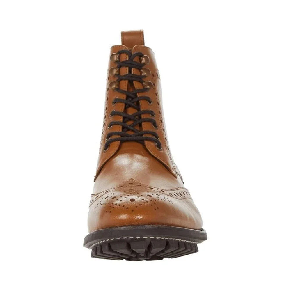 Anthony Veer Grant Boots Men's US 12 Brown Leather Wingtip Brogue Shoes ZPO2866